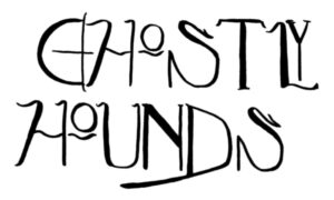Ghostly hounds black wordmark text on white